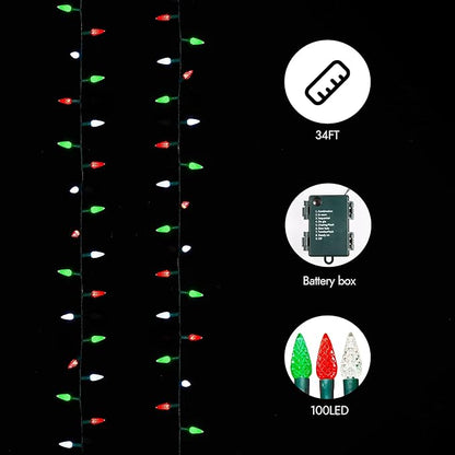 Christmas String Lights, 33ft 100 LED Waterproof Twinkle Lights