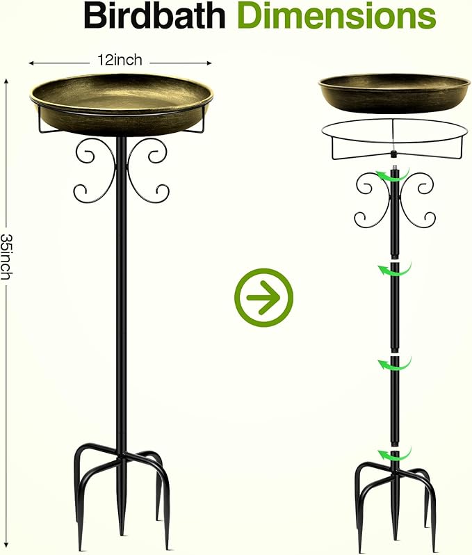 Metal Bird Bath, Vintage Outdoor Birdfeeder