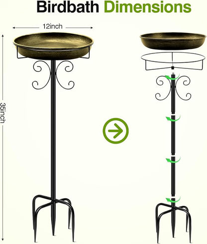 Metal Bird Bath, Vintage Outdoor Birdfeeder