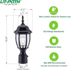 Outdoor Pole Lantern, Black Weatherproof Post Light