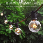 25ft Black Outdoor Edison String Lights, Weatherproof