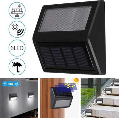 Solar Fence Lights, Waterproof Solar Outdoor Lights for Stairs Decks Steps Fences Patio Yard, LED Wall Sconce (Cool White/2 Pack)