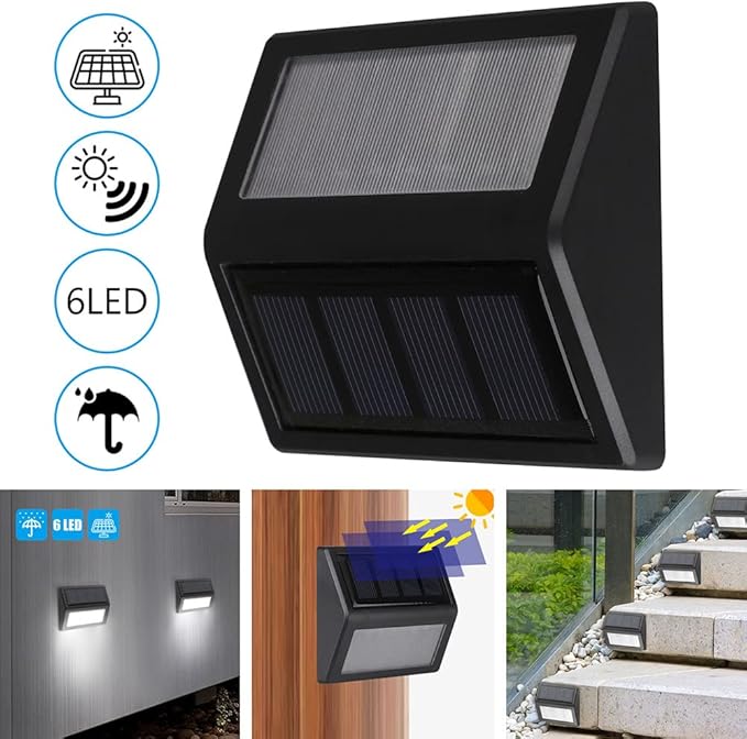 Solar Lights Outdoor, Waterproof Solar Powered Deck Step Lights for Patio Garden Backyard Garage Driveway Pathway Outside Wall Lighting (Warm White/12 Pack)