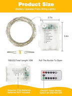 4-Pack 100 LED Christmas Twinkle Lights, 33ft Waterproof for Patio