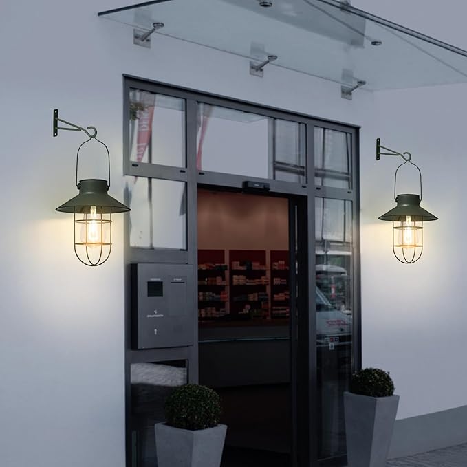 2-Pack Hanging Solar Yard Lanterns, Elegant Waterproof LED