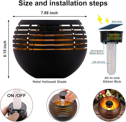 Solar Lanterns Outdoor Waterproof, Solar Table Lamp for Outside Patio, Metal Pot with Warm Yellow Dancing Flickering Flame Light LED Tabletop Lamp Decorative for Garden Decor, Landscape, Yard (Candel)