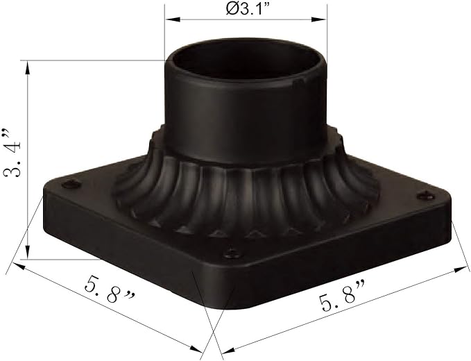 LIT-PaTH Outdoor Post Light Mounting Base, Pier Mount Base with Matte Black Finish, 2-Pack