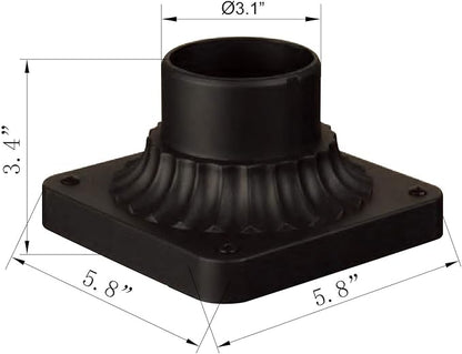 LIT-PaTH Outdoor Post Light Mounting Base, Pier Mount Base with Matte Black Finish, 2-Pack