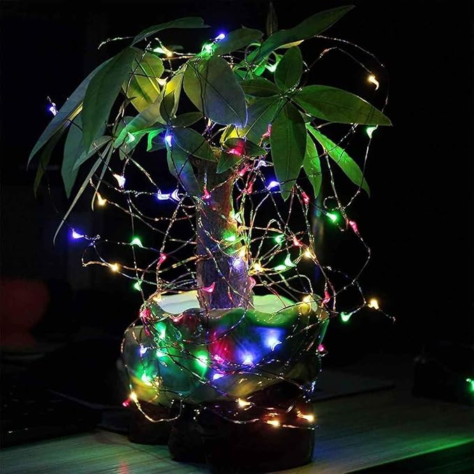 2 Pack Fairy Lights Solar Operated -39ft 100 LED Silver Wire String Lights Waterproof Mini Firefly Lights for Bedroom, Wedding, Mason Jars, DIY, Crafts, Christmas Garlands, Party Decor