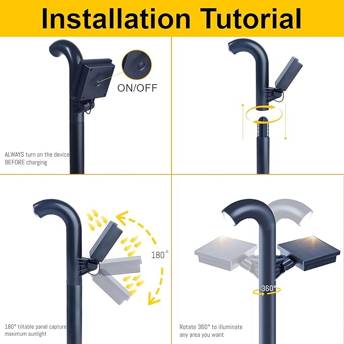 EGOBOO Solar Pathway Lights 8 Pack, Solar Garden Lights Outdoor Waterproof with 1 High Brightness LED Lens Auto On/Off Lighting for Outside Path Yard Walkway Driveway