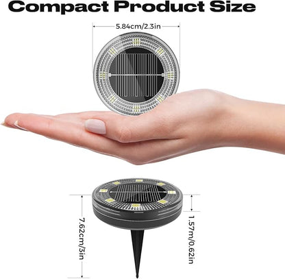 Peasur Mini Solar Ground Lights, 6 Pack Flat Solar Disc Lights Outdoor Waterproof, 2.3 Inch Small Solar Garden Lights Landscape Lighting for Outside Pathway Garden Yard Lawn Walkway,Cool White