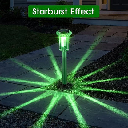 Solar Outdoor Lights, St Patricks Day 10 Pack Solar Pathway Lights Outdoor Waterproof, Stainless Steel Stake Lighting for Garden Yard Path Walkway Driveway Patio Lawn Outside Décor,Green