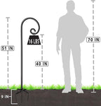 Outdoor Shepherd Hooks 60 inch Tall for Bird Feeder (2 Packs), Adjustable Metal Garden Poles for Hanging Plants Solar Light Lantern, Bright Black