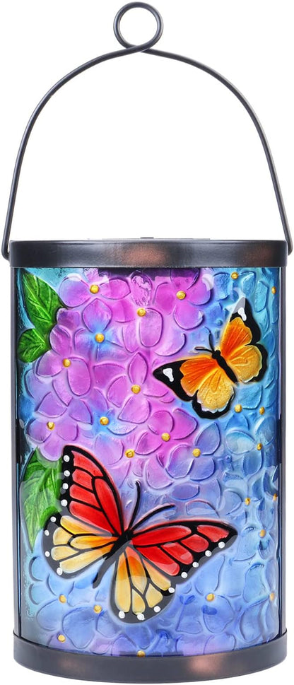 MUMTOP Hanging Solar Lantern Outdoor Waterproof LED Solar Lights Butterfly Decorative Solar Lanterns Tabletop Lamp for Outdoor Patio Garden Yard Decor