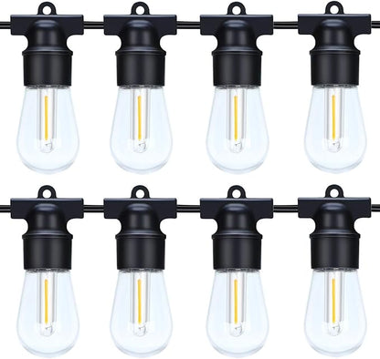 walsport 49FT LED Outdoor String Lights with S14 Shatterproof Plastic Bulbs (15+2 Spare) – ETL Listed IP65 Waterproof Patio Lights for Backyard, Cafe, Garden, Party Outdoor Lighting