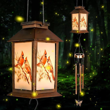 Sparrow Lighten House Wind Chimes with Lantern & Pagoda Roof - Durable Outdoor Wind Chime Decor for Porch, Balcony, Yard - Calming Wind Bells for mom，Friend，Sister，Grandma