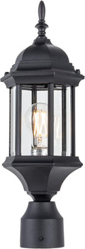 Black Lamp Post Light with Planter, Solar Outdoor