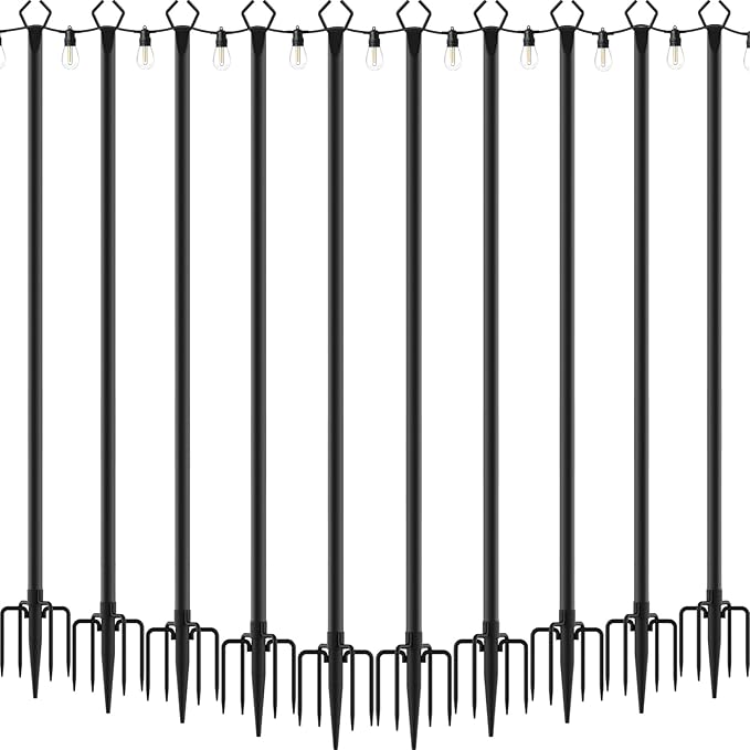 10-Pack 10ft Metal Light Poles for Deck, Heavy-Duty
