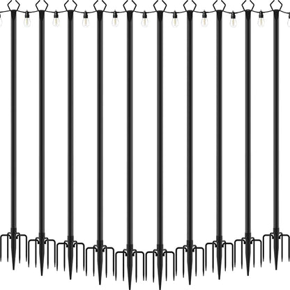 AILBTON 10 Pack 10Ft String Light Poles,Light Poles for Outside String Lights,Outdoor Light Poles with Fork,Metal Pole Stand for Patio,Backyard,Deck