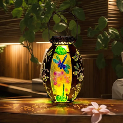 VEWOGARDEN Dragonfly Solar Lanterns Outdoor Waterproof Hanging Solar Lantern Decorative Outdoor LED Lantern Lights for Patio Yard Table Garden Decor