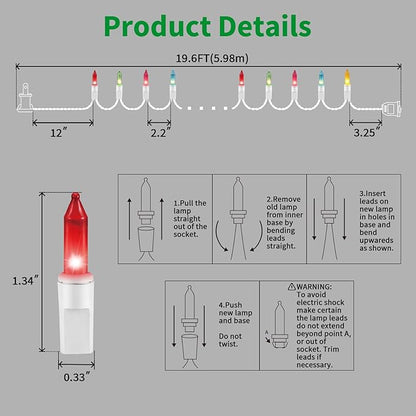 Christmas Twinkle Lights, 6ft Waterproof for Backyard