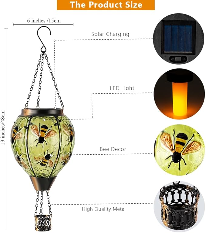Bee Solar Hanging Lanterns, Classic Garden Decor