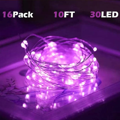 16-Pack 30 LED Christmas Twinkle Lights, 10ft Waterproof for Backyard