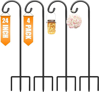 4-Pack 24" Garden Shepherd Hooks, Iron Plant Hangers