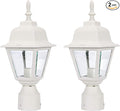 White Lamp Post Light with Planter, Solar Outdoor