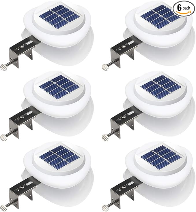 6-Pack White Sleek Solar Stair Lights, Outdoor LED