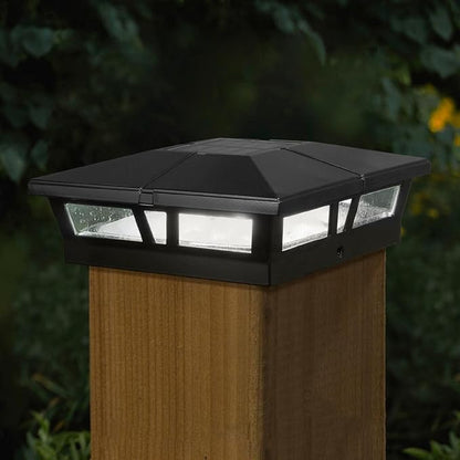 Classy Caps Cambridge Solar Post Cap, SLC771B, 6x6, Black Aluminum – High Performance, Energy Efficient, Weather-Resistant, Durable Design, Fits 5"x5",5.5"x5.5" & 6"x6" Posts (Adaptor Included)