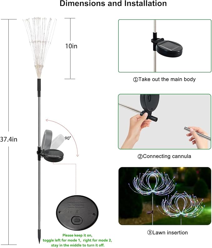 Multicolor Solar Pathway Lights 2-Pack, Garden LED