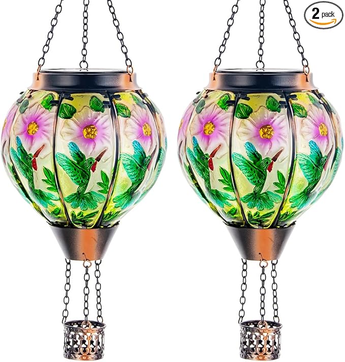 Hummingbird Solar Yard Lanterns, Rustic Waterproof LED
