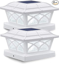 2-Pack Warm White Solar Deck Post Lights, Outdoor LED Caps