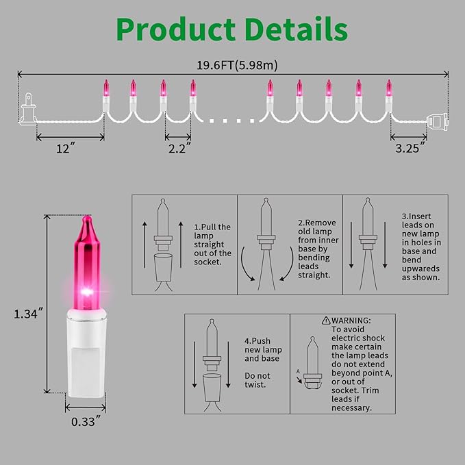 Christmas Twinkle Lights, 6ft Waterproof for Yard