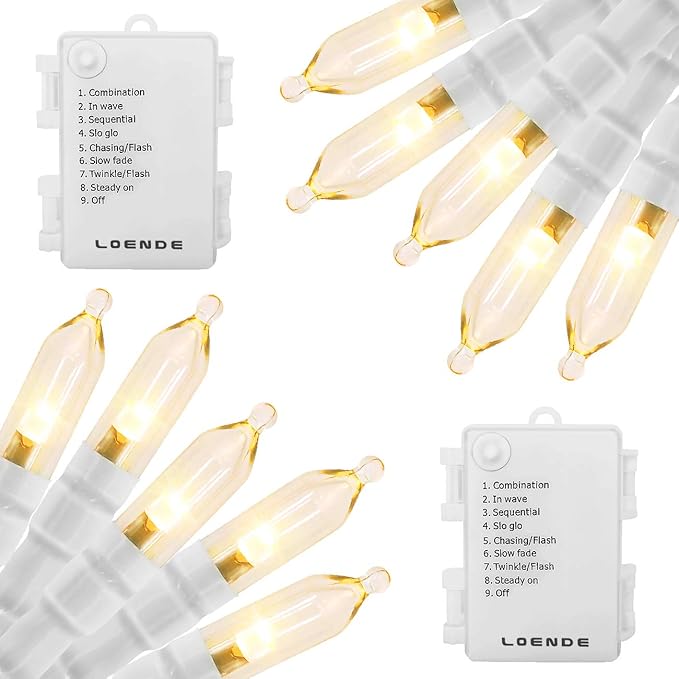 2-Pack Outdoor String Lights, 18ft Warm White Waterproof LED