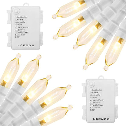 2-Pack Outdoor String Lights, 18ft Warm White Waterproof LED