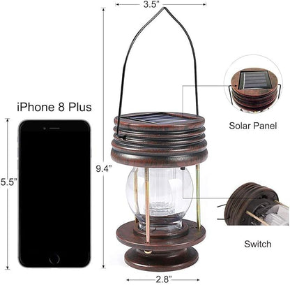 pearlstar Solar Lanterns Outdoor Waterproof Hanging Solar Lights with Handle for Garden Patio Yard Backyard Pathway Porch Driveway Decoration, Outside Table Lamp,2 Pack 5.5" H (Warm White)