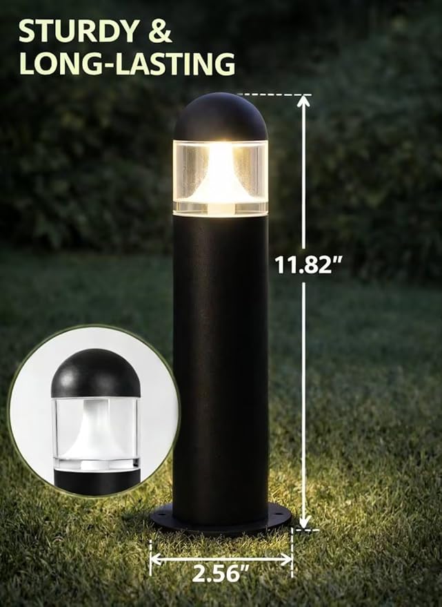 6 Pack Low Voltage Landscape Pathway Lights, 12V LED Bollard Light IP67 Waterproof, Outdoor Driveway Walkway Wired Lights (Included Connector) - Yard Garden Lawn, 2700K Warm White