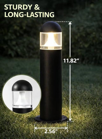 8 Pack Aluminum Low Voltage Landscape Pathway Lights Wired, Outdoor Modern 12V LED Bollard Lights for Driveway Garden Walkway Yard (Included Connectors), 2700K Warm White Waterproof, Black
