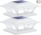 2-Pack Warm White Solar Yard Post Lights, Outdoor LED Caps