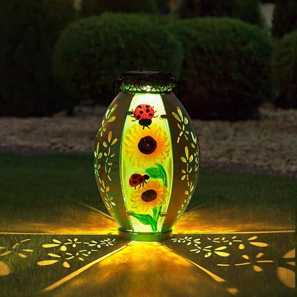 STARSOUL Solar Lantern Outdoor Waterproof, Hanging Solar Lantern for Patio Garden Yard Decor, Sunflower Garden Decor, Sunflower Gift for Women