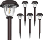 6-Pack Solar Pathway Lights, Waterproof LED Garden Lights
