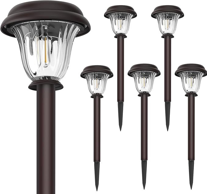 6-Pack Solar Pathway Lights, Waterproof LED Garden Lights