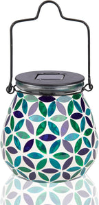 Mosaic Solar Lantern Set, Rustic Garden Lighting