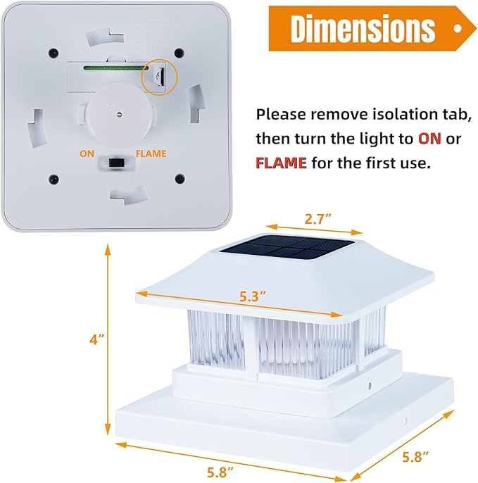 2-Pack Solar Post Cap Lights, White Waterproof