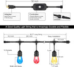 Outdoor Globe Café String Lights, 48ft LED Bulbs