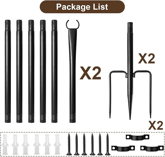 2-Pack Metal Light Poles for Deck, Heavy-Duty