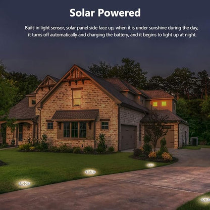 Aogist Solar Ground Lights, LED Garden Disk Lights In-Ground Outdoor Landscape Lighting for Lawn Patio Pathway Yard Deck Walkway (Warm White, 4 Pack)