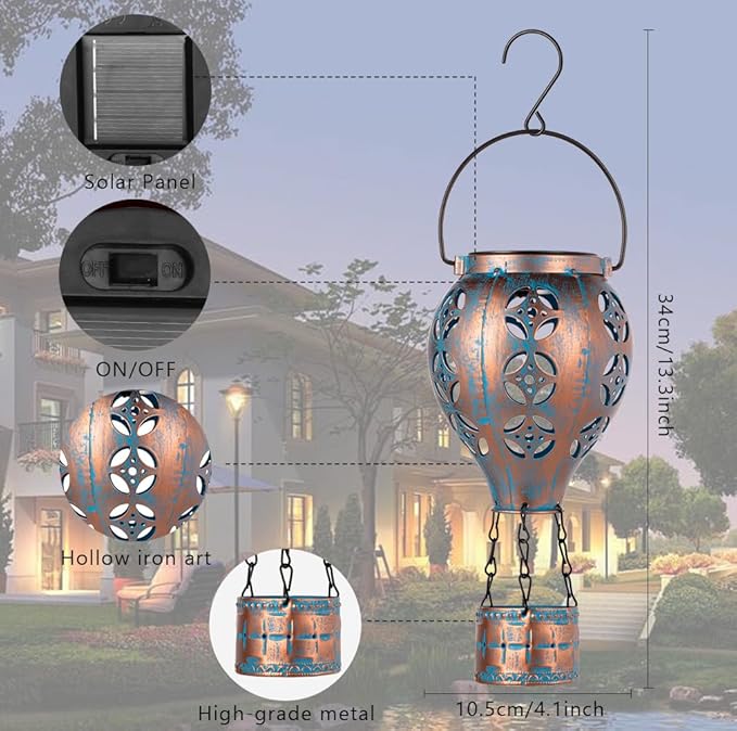 2-Pack Backyard Solar Lanterns, Waterproof LED Outdoor Lights